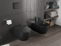 Mexen Carmen vas WC Rimless Tornado cu capac slim cu închidere lentă, duroplast, negru mat - 30880185T