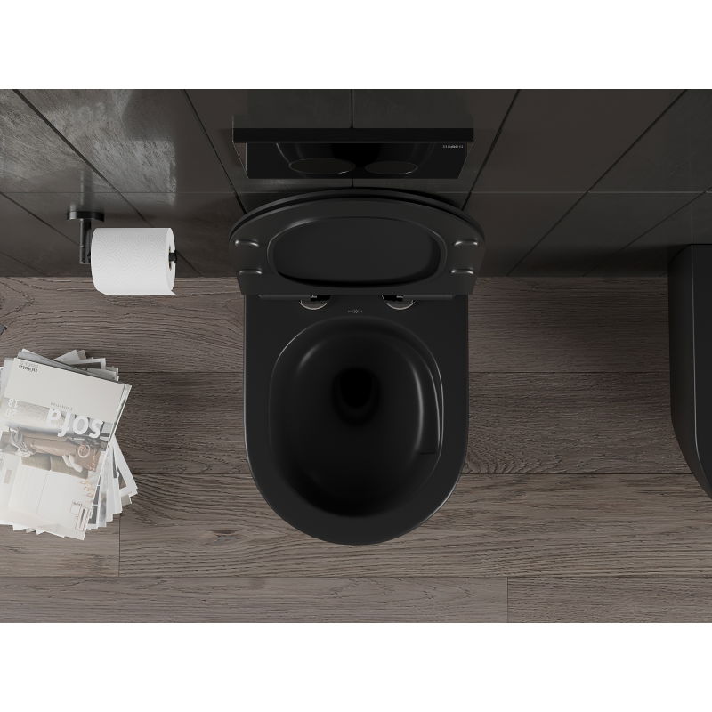Mexen Carmen vas WC fără ramă Tornado cu capac slim cu închidere lentă, duroplast, negru mat - 30880185T