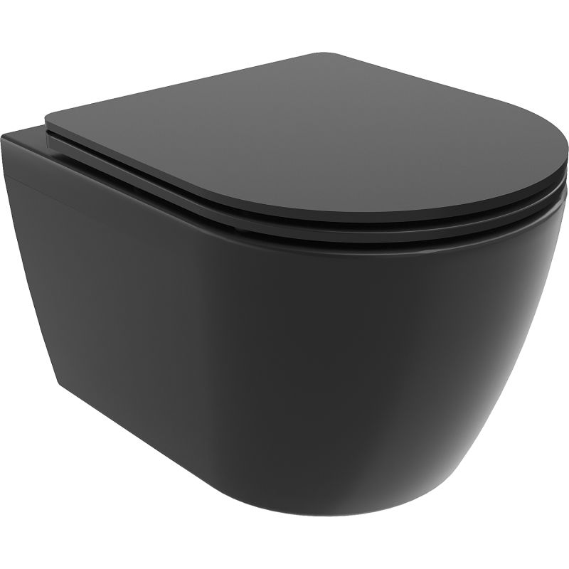Mexen Carmen WC rimless Tornado cu capac cu coborâre lentă slim, duroplast, negru mat - 30881085T