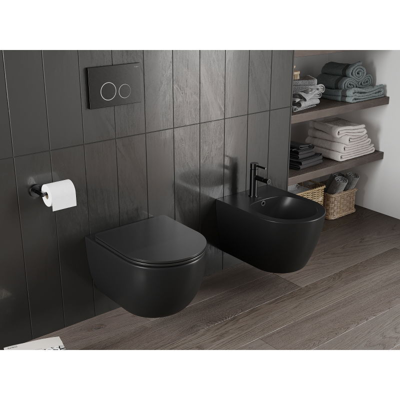 Mexen Carmen vas WC Rimless Tornado cu capac cu închidere lentă, slim, duroplast, negru mat - 30881085T