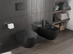 Mexen Carmen WC rimless Tornado cu capac cu coborâre lentă slim, duroplast, negru mat - 30881085T