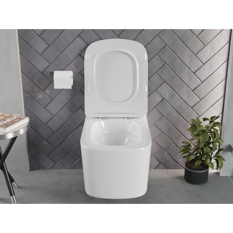 Mexen Vivo felakasztható Rimless Tornado WC perem nélküli, lassan leereszkedő duroplast ülőkével, fényes fehér - 30610200T