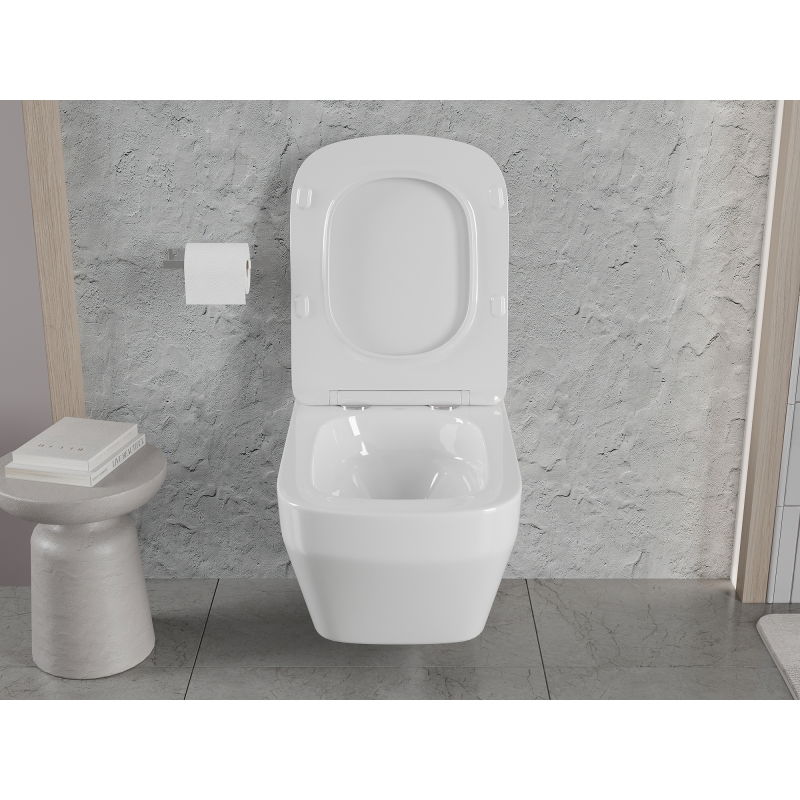 Mexen Riva vas WC Rimless Tornado cu capac cu cadere lentă slim, duroplast, alb lucios - 30630200T
