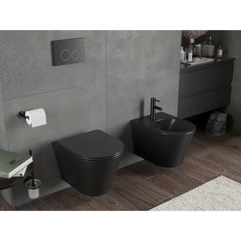 Mexen Rico WC csésze Rimless Tornado, fekete matt - 3372XX85T