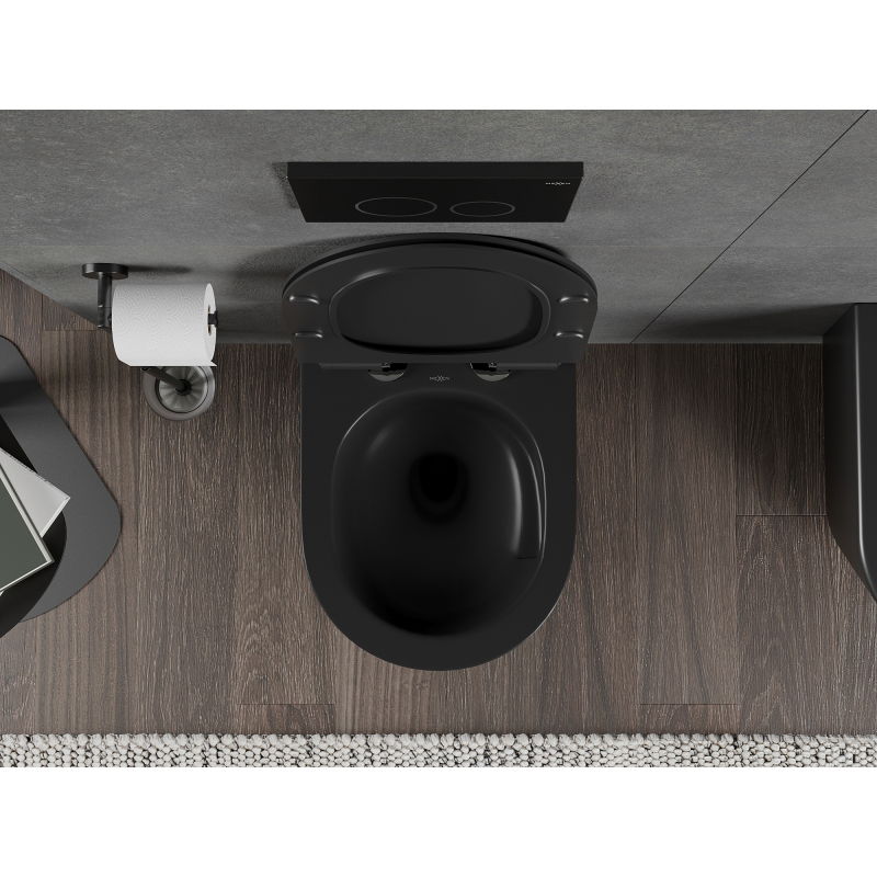 Mexen Rico vas wc Rimless Tornado cu capac slim cu închidere lentă, duroplast, negru mat - 30720185T