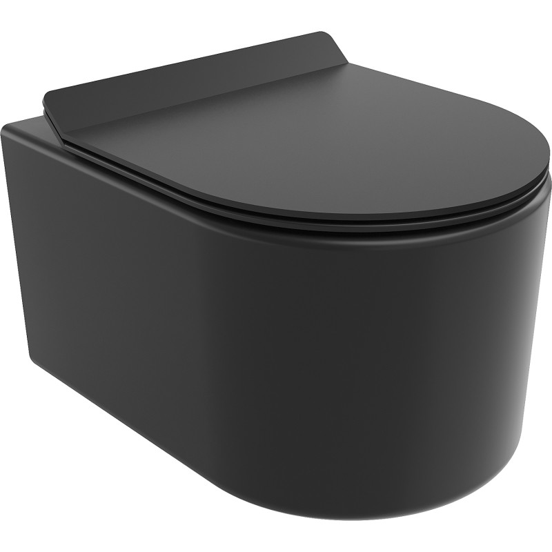 Mexen Sofia Rimless Tornado WC-csésze lassan záródó vékony üléssel, duroplast, fekete matt - 30540185T
