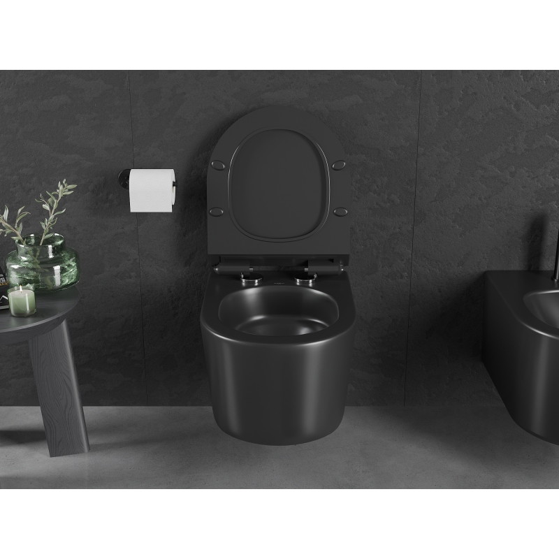 Mexen Sofia vateră WC Rimless Tornado cu capac slim cu închidere lentă, duroplast, negru mat - 30540185T