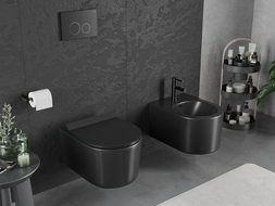 Mexen Sofia WC cu system Rimless Tornado cu capac slim soft-close, duroplast, negru mat - 30540185T