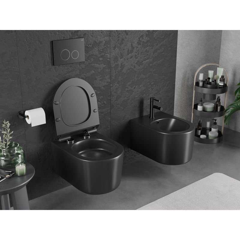 Mexen Sofia vateră WC Rimless Tornado cu capac slim cu închidere lentă, duroplast, negru mat - 30540185T