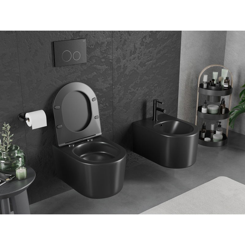 Mexen Sofia vas wc Rimless Tornado cu capac slim cu coborâre lentă, duroplast, negru mat - 30541085T