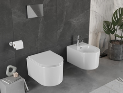 Mexen Sofia Rimless WC csésze lassan záródó, slim, duroplast WC-ülőkével, fényes fehér - 30540400