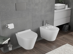 Mexen Rico perem nélküli WC csésze Tornado Slim lecsukódó fedéllel, duroplast, fényes fehér - 30720100T