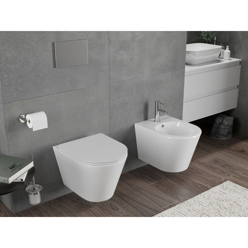 Mexen Rico fali wc csésze Rimless Tornado slim, duroplast, fehér fény - 30720300T