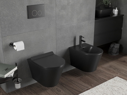 Mexen Rico wc csésze Rimless Tornado lassan záródó slim ülőkével, duroplast, fekete matt - 30720185T