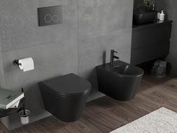 Mexen Rico WC rimless Tornado cu capac cu închidere lentă slim, duroplast, negru mat - 30721085T