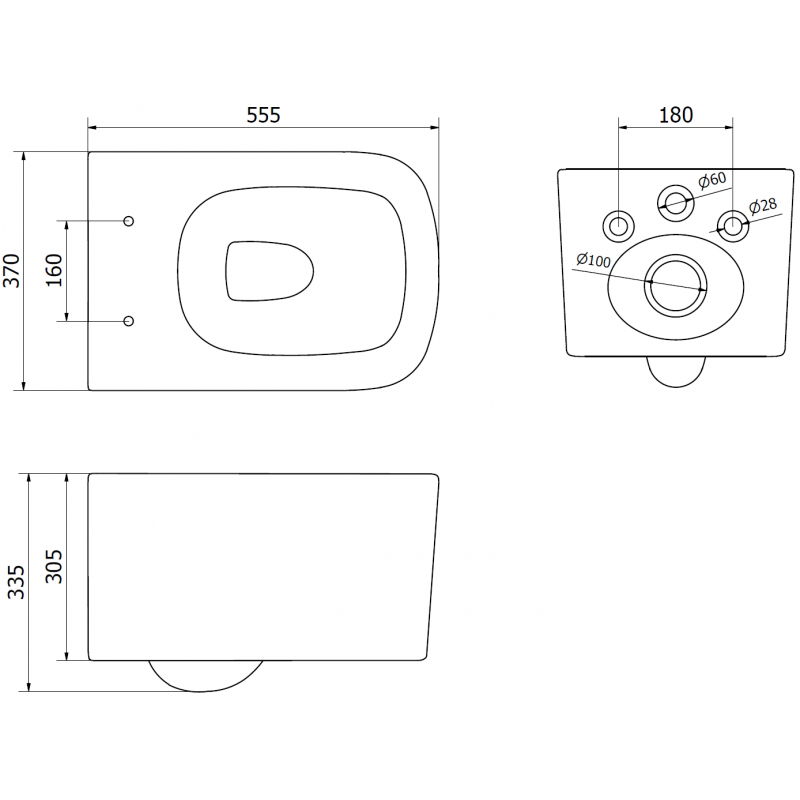 Mexen Vivo vas wc Rimless Tornado, alb lucios - 3361XX00T