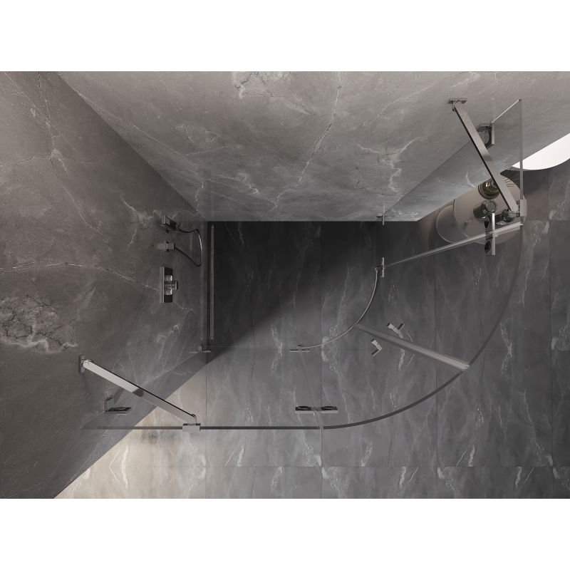 Mexen Lunar cabină de duș semirotundă pivotantă stânga 90 x 70 cm, transparent, crom - 833-090L-070P-01-00