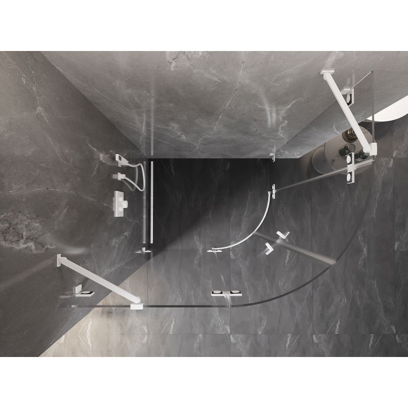 Mexen Lunar cabină de duș semirotundă cu deschidere stânga 100 x 90 cm, transparent, alb - 833-100L-090P-20-00