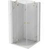 Cabină de duș Mexen Lunar semirotundă cu ușă pivotantă 70 x 70 cm, transparentă, aurie - 833-070L-070P-50-00