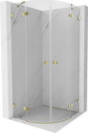 Cabină de duș Mexen Lunar semirotundă cu ușă pivotantă 70 x 70 cm, transparentă, aurie - 833-070L-070P-50-00
