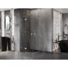 Cabină de duș Mexen Lunar semirotundă cu ușă pivotantă 70 x 70 cm, transparentă, aurie - 833-070L-070P-50-00