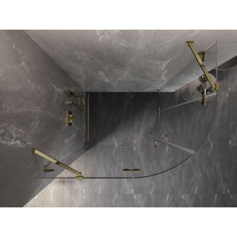 Mexen Lunar íves balra nyíló zuhanykabin 80 x 70 cm, átlátszó, arany - 833-080L-070P-50-00