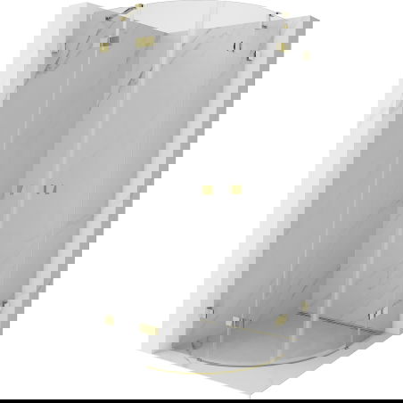 Mexen Lunar cabină de duș semicirculară cu ușă batantă 80 x 80 cm, transparentă, aurie - 833-080L-080P-50-00