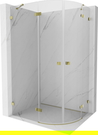 Mexen Lunar cabină de duș semirotundă cu deschidere spre stânga 90 x 70 cm, transparent, aurie - 833-090L-070P-50-00
