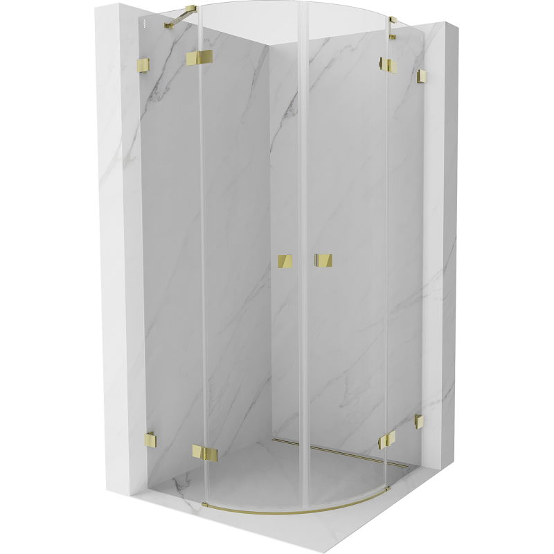 Mexen Lunar cabină de duș semirotundă cu deschidere 100 x 100 cm, transparent, auriu - 833-100L-100P-50-00