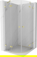 Cabină de duș Mexen Lunar semirotundă pivotantă 70 x 70 cm, transparentă, auriu periat - 833-070L-070P-55-00