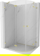 Mexen Lunar cabină de duș semirotundă cu ușă rabatabilă stânga 90 x 80 cm, transparentă, auriu periat - 833-090L-080P-55-00