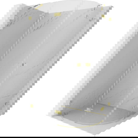 Cabină de duș semicirculară stânga, cu ușă batantă Mexen Lunar 100 x 70 cm, transparentă, auriu periat - 833-100L-070P-55-00