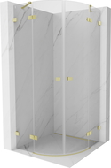 Cabină de duș semirotundă cu ușă pivotantă Mexen Lunar 100 x 100 cm, transparentă, auriu periat - 833-100L-100P-55-00
