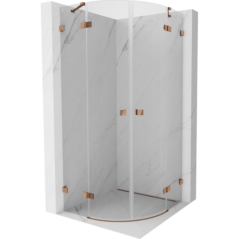 Mexen Lunar cabină de duș semirotundă cu uși batante 70 x 70 cm, transparent, aur roz - 833-070L-070P-60-00