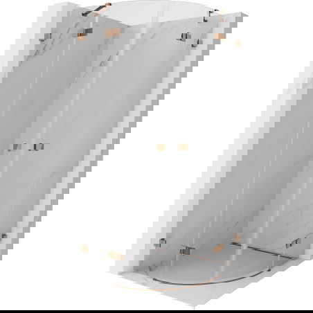 Mexen Lunar cabină de duș semicirculară basculantă 70 x 70 cm, transparentă, aur roz - 833-070L-070P-60-00