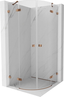 Mexen Lunar cabină de duș semirotundă cu uși batante 70 x 70 cm, transparent, aur roz - 833-070L-070P-60-00