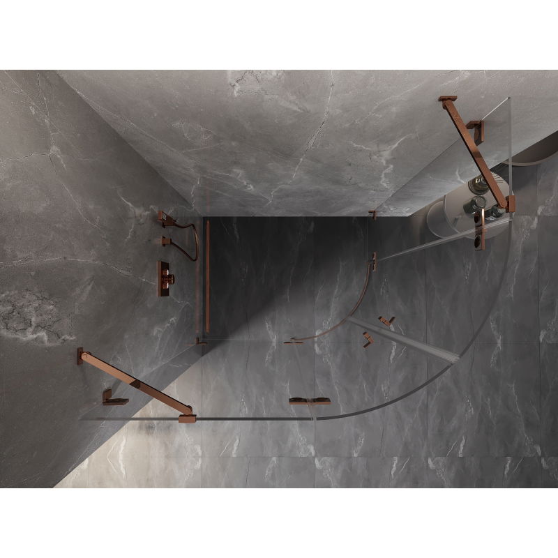 Mexen Lunar cabină de duș semicirculară basculantă stânga 80 x 70 cm, transparent, aur roz - 833-080L-070P-60-00