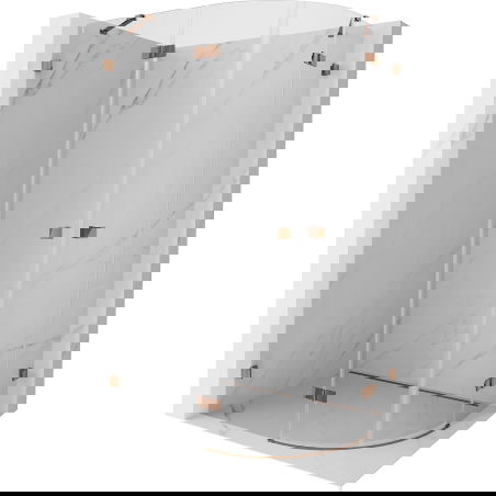 Mexen Lunar félköríves balra nyíló zuhanykabin 90 x 70 cm, átlátszó, rózsaarany - 833-090L-070P-60-00