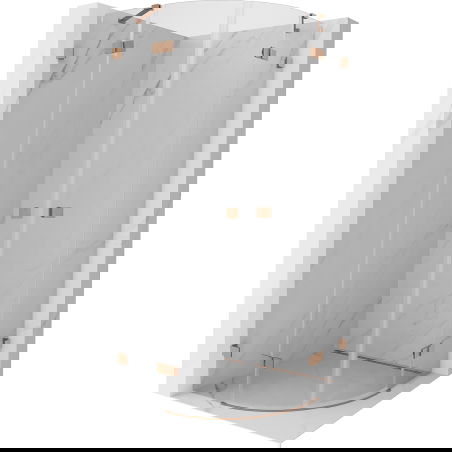 Mexen Lunar cabina de duș semirotundă cu ușă batantă 70 x 70 cm, transparentă, cupru periat - 833-070L-070P-65-00