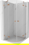 Mexen Lunar cabină de duș semirotundă pivotantă 70 x 70 cm, transparentă, cupru periat - 833-070L-070P-65-00