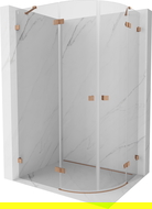 Mexen Lunar cabină de duș semirotundă cu deschidere pe stânga 90 x 80 cm, transparent, cupru periat - 833-090L-080P-65-00