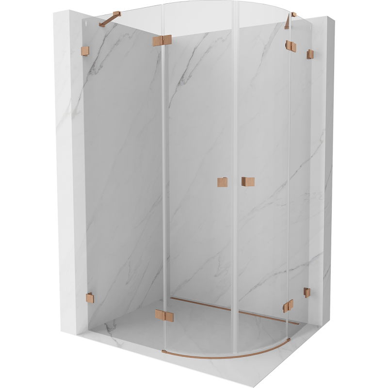 Mexen Lunar cabină de duș semicirculară, stânga, 100 x 80 cm, transparent, cupru periat - 833-100L-080P-65-00