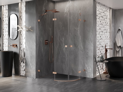 Mexen Lunar cabină de duș semirotundă stânga 100 x 90 cm, transparentă, cupru periat - 833-100L-090P-65-00