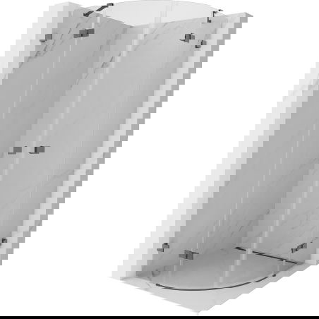 Mexen Lunar cabină de duș semirotundă pivotantă 90 x 90 cm, transparent, gri armă periat - 833-090L-090P-66-00