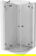 Mexen Lunar cabină de duș semicirculară cu uși batante 90 x 90 cm, transparent, gri armă periat - 833-090L-090P-66-00