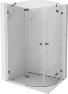 Mexen Lunar cabină de duș semicirculară rabatabilă stânga 100 x 70 cm, transparent, gri armat periat - 833-100L-070P-66-00