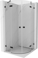 Mexen Lunar cabină de duș semicirculară cu uși batante 90 x 90 cm, transparent, neagră - 833-090L-090P-70-00