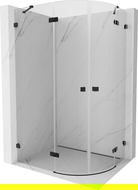 Mexen Lunar cabină de duș semicirculară rabatabilă stânga 100 x 70 cm, transparent, neagră - 833-100L-070P-70-00
