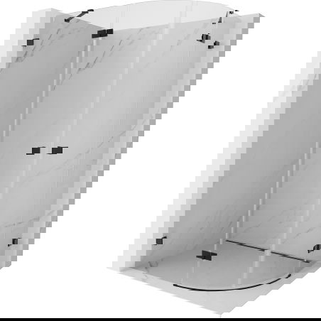 Mexen Lunar cabină de duș semi-rotundă cu deschidere spre stânga 100 x 90 cm, transparentă, neagră - 833-100L-090P-70-00