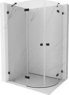 Mexen Lunar cabină de duș semi-rotundă cu deschidere spre stânga 100 x 90 cm, transparentă, neagră - 833-100L-090P-70-00